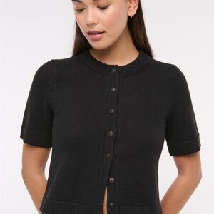 Abercrombie & Fitch Black Short-Sleeve Cardigan